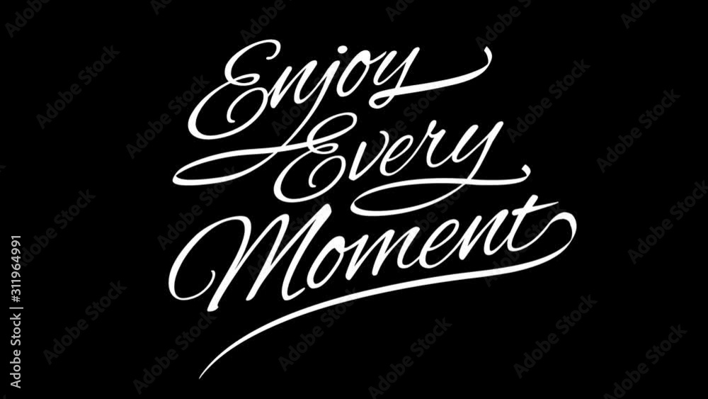Enjoy every Moment. Calligraphic title with Alpha Channel Enjoy every Moment. Calligraphic title with Alpha Channel