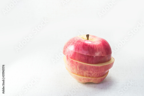A sliced apple isolated on  white background.