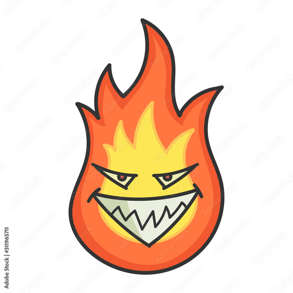 Evil fireball cartoon illustration Evil fireball cartoon illustration