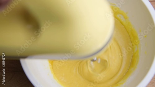 Making Dough by Mixing Dry and Wet Ingredients with Mixer