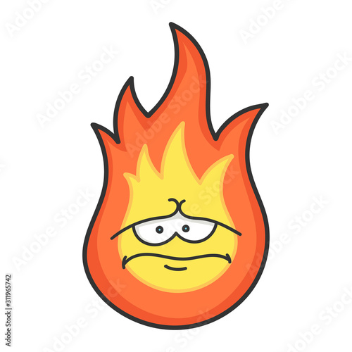 Sad fireball cartoon illustration
