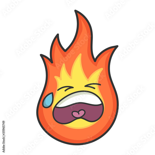 Sad fireball cartoon illustration