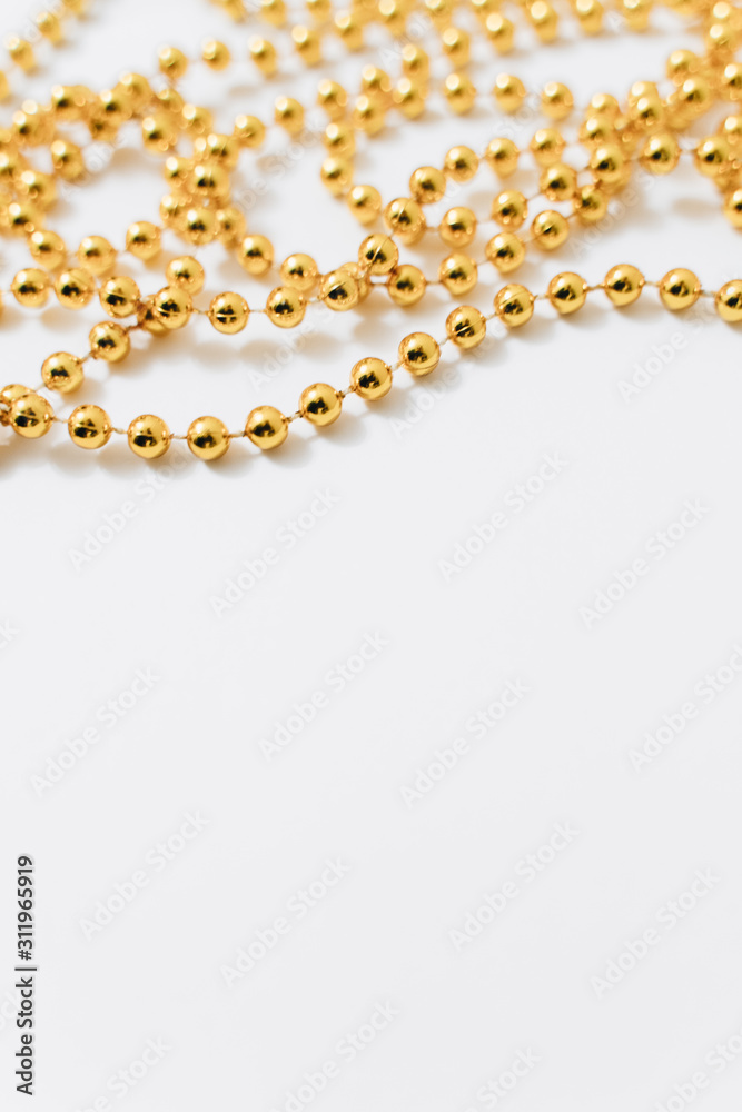 Fototapeta premium golden Christmas decoration on white background