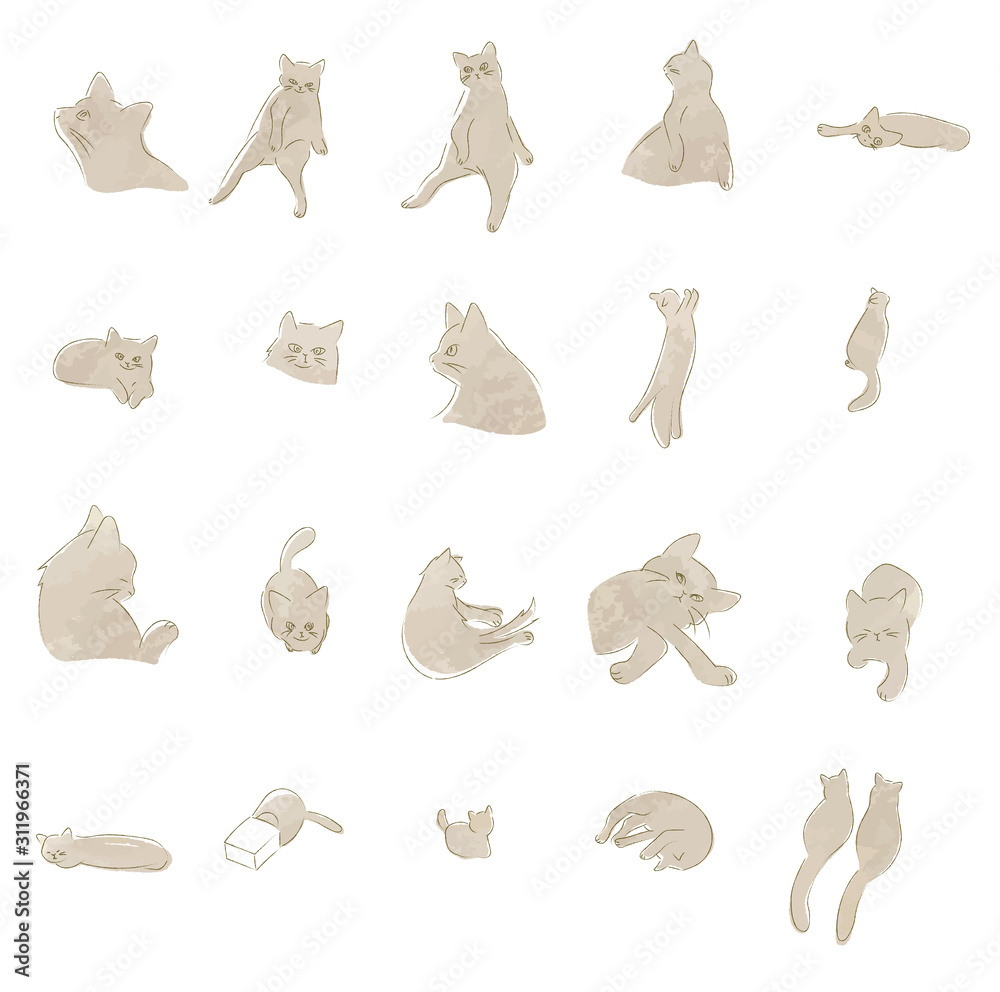 Obraz Ręcznie rysowane zestaw ilustracji kota