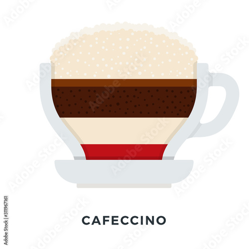 Cafeccino coffee mug vector flat.