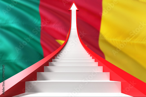 Cameroon success concept. Graphic shaped staircase showing positive financial growth. Business theme.
