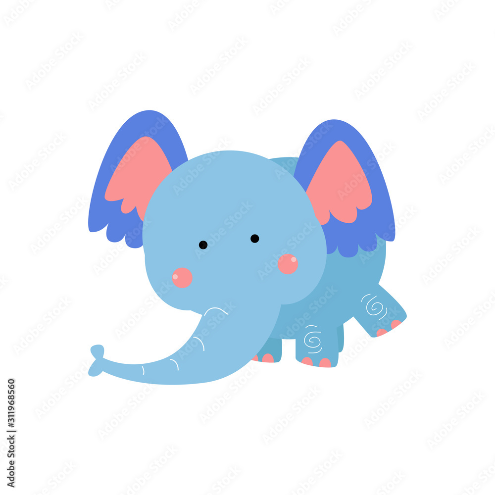Fototapeta premium Elephant Cute Cartoon Character Animal Logo Vector Template Design Illustration