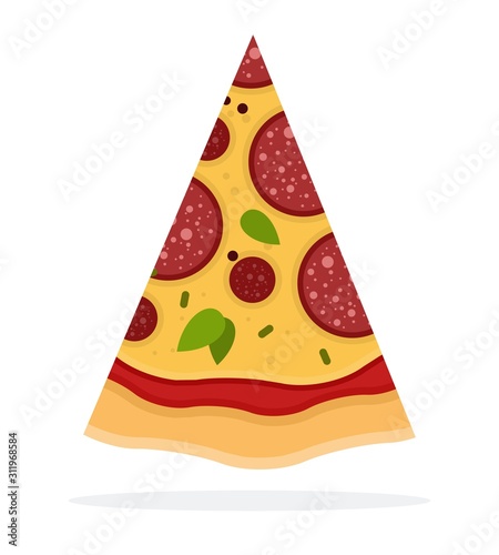 Wallpaper Mural Triangular slice of Pepperoni Pizza flat icon vector isolated Torontodigital.ca
