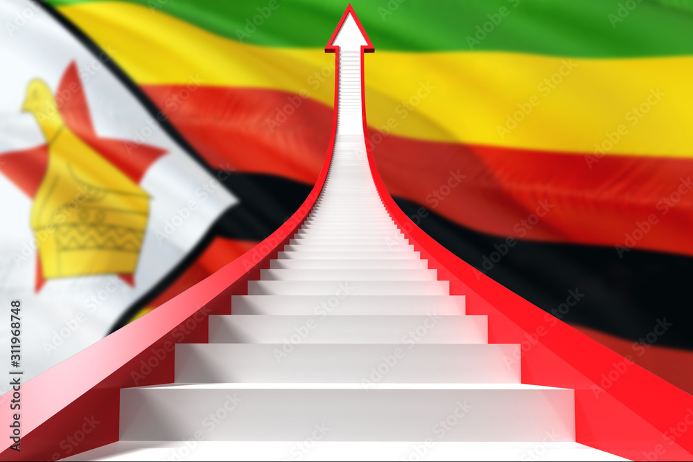 Zimbabwe success concept. Graphic shaped staircase showing positive financial growth. Business theme. Zimbabwe success concept. Graphic shaped staircase showing positive financial growth. Business theme.