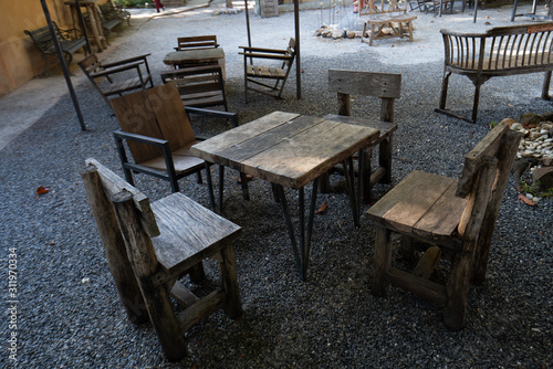 tables and chairs in cafe