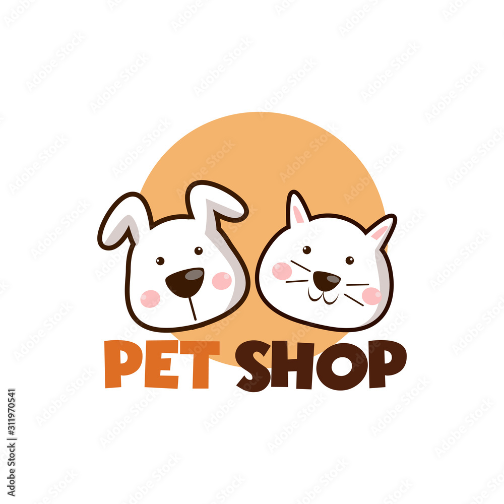 Pet shop Logo Cartoon Animals Dog Cat Vector Template Design Illustration Icon Pet shop Logo Cartoon Animals Dog Cat Vector Template Design Illustration Icon