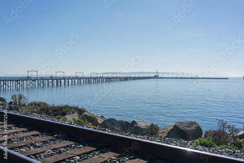 Ocean view on the train tracks.