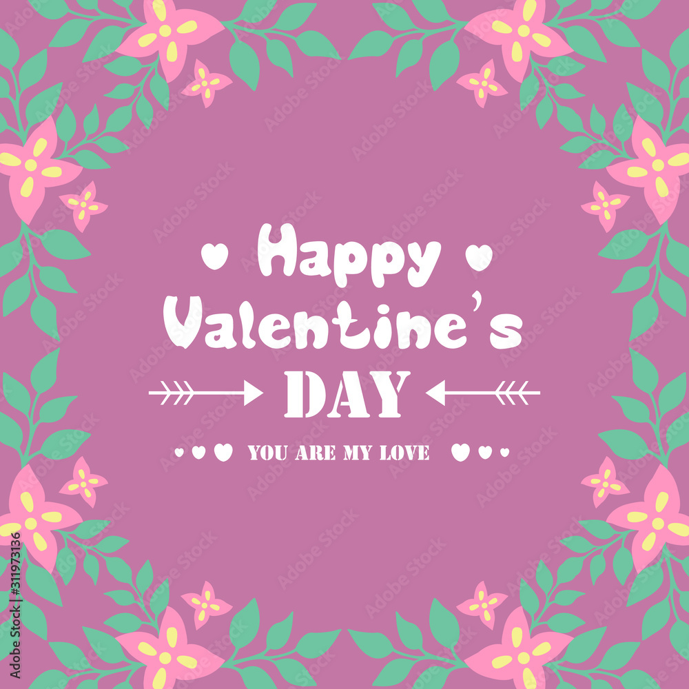 Beautiful pink floral frame, isolated on an elegant magenta background, for happy valentine greeting card design. Vector