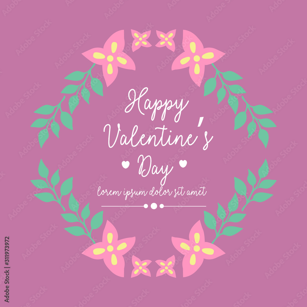 Elegant invitation card for happy valentine, with seamless ornate leaf floral frame. Vector Elegant invitation card for happy valentine, with seamless ornate leaf floral frame. Vector