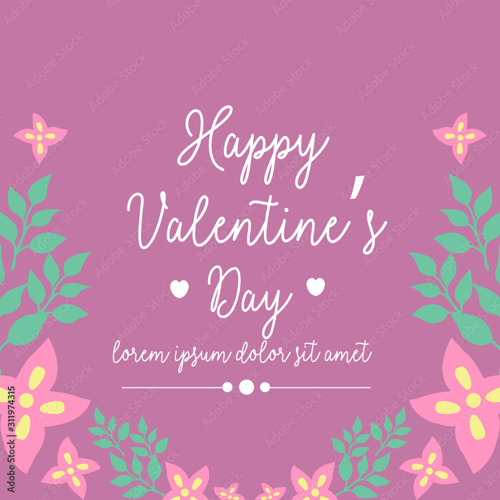 The beauty of leaf wreath frame, for happy valentine ornate poster. Vector