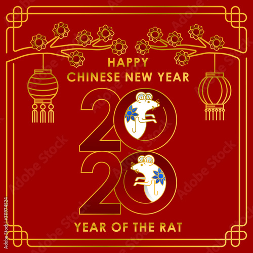 2020 Chinese New Year decorative elements. Happy Chinese New Year 2020  new year  Chinese new year 2020 year of the rat  Chinese new year greetings  Year of the Rat  lunar new year  2020 Beginning con
