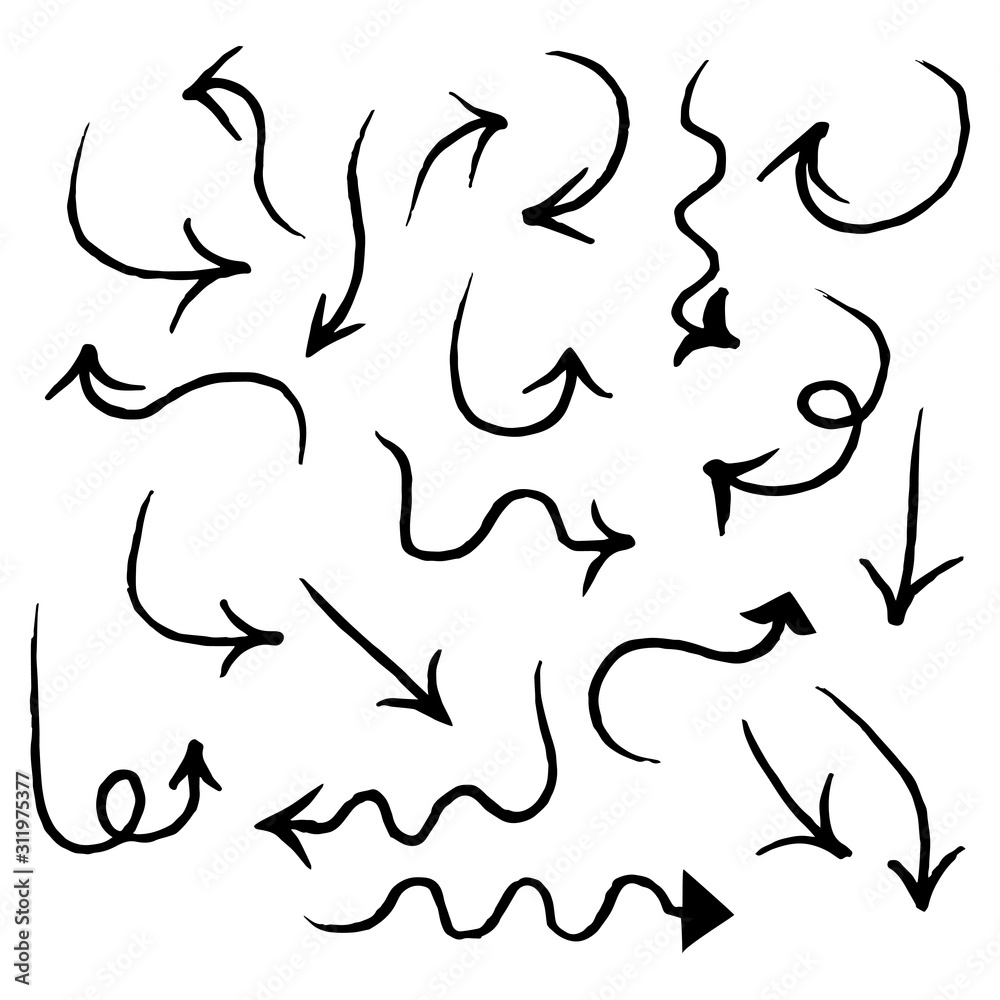 Doodle Vector Arrow Set. illustration of grunge style. isolated on a white background. Doodle Vector Arrow Set. illustration of grunge style. isolated on a white background.