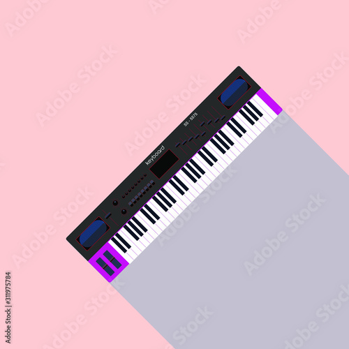 Digital Music keyboard flat Design vector illustration.