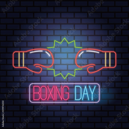 boxing day sale neon lights with gloves