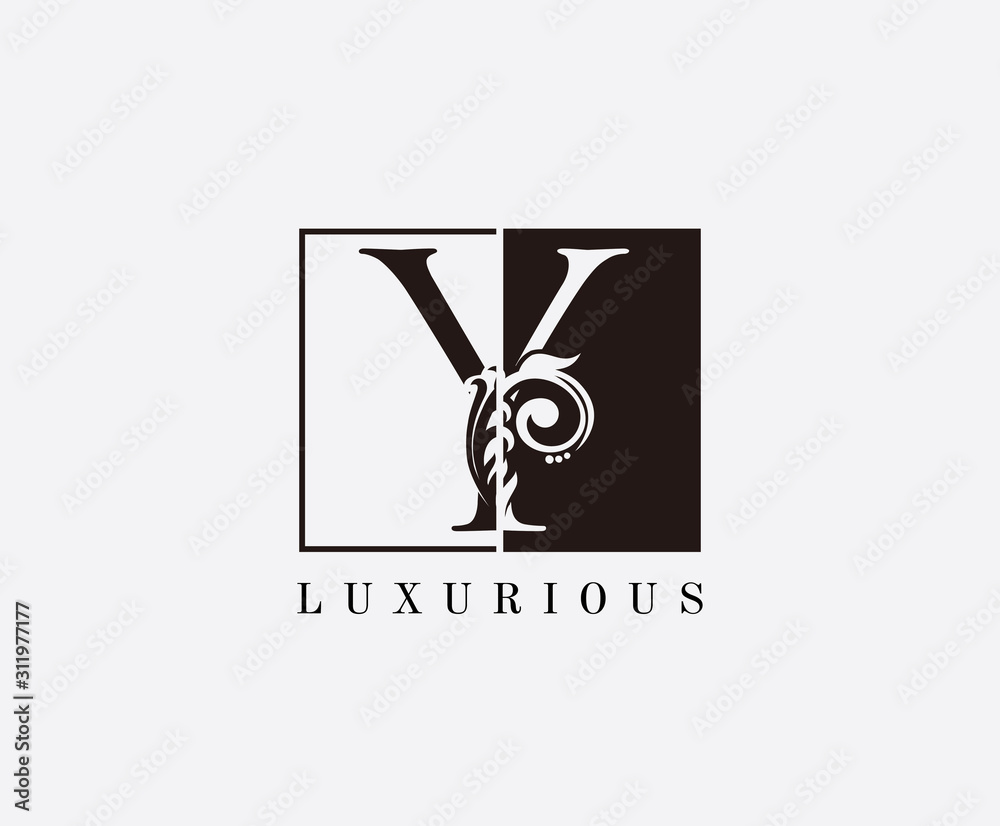 Y Letter Logo. Black and White Y With Classy Leaves Shape design perfect for fashion, Jewelry, Beauty Salon, Cosmetics, Spa, Hotel and Restaurant Logo.