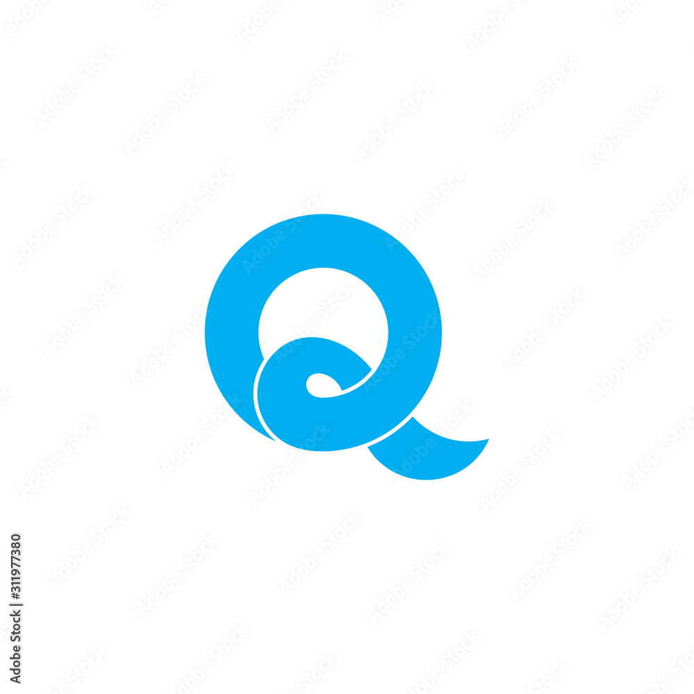 letter q overlapping wavy 3d design symbol logo vector letter q overlapping wavy 3d design symbol logo vector