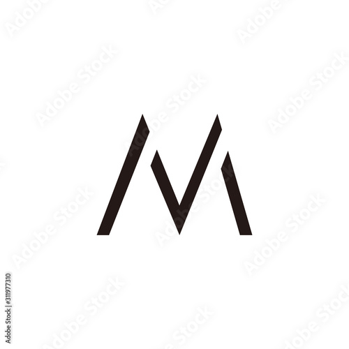letter mv simple geometric line logo vector