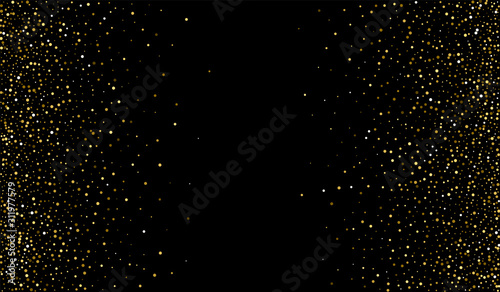 Black Dust Effect Design. Festive Rain Wallpaper. Art Background. Gold Round Isolated Background. Dot Art Invitation.