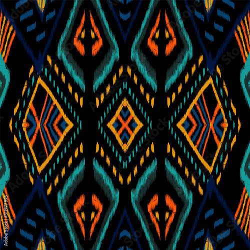Cornflower Vintage Chevron. Cornflower Tie Dye Vector Seamless Pattern. Japanese Ikat Abstract Print. Scarlet Japanese Retro Print. Retro Tie Dye Traditional.