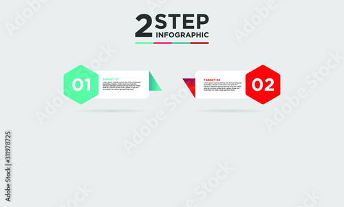 2 step infographic element. Business concept with twooptions and number, steps or processes. data visualization. Vector illustration.