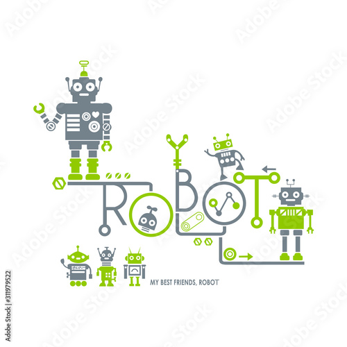 Robots icon design futuristic style - VECTOR