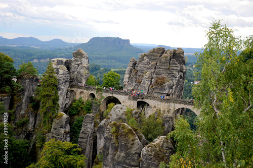 The Elbe Sandstone Mountains and bridges of elbsandstein gebirge in the state of Saxony in southeastern Germany and the North Bohemian region of the Czech Republic.