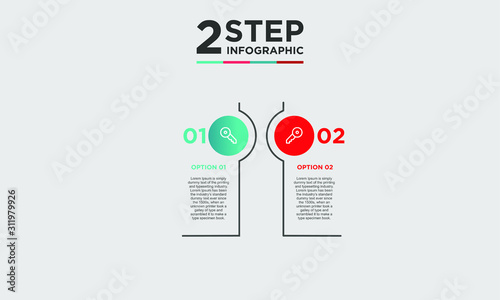 2 step infographic element. Business concept with twooptions and number, steps or processes. data visualization. Vector illustration.