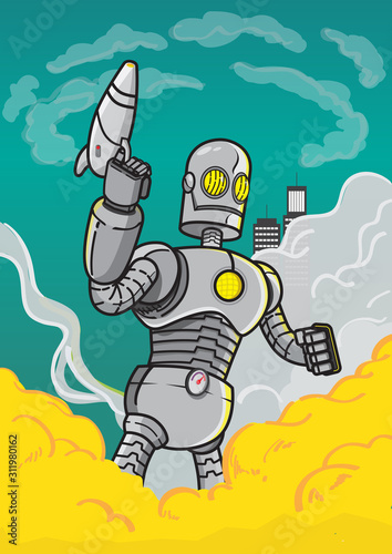 Classic Robot in War Zone