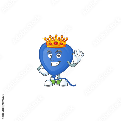 Cool King of blue love balloon on cartoon character style