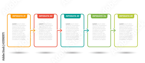 Business Infographic label design time line process with 5 step, option. Vector template. Can be used for workflow layout, diagram, info chart, graph.