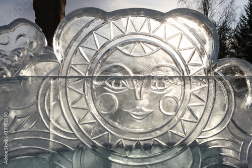 A fragment of the ice composition - Stylized ice sun with backli