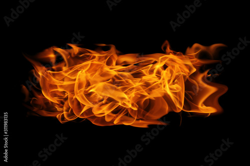 Fire flames on black background © prapann