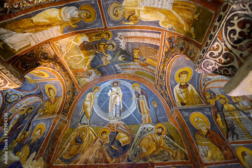 Byzantine frescoes of the life of Christ in the Dark Church at Goreme Open Air Museum Turkey photo