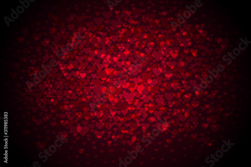 EPS 10 vector. Good red background with a lot of hearts. Great copy space.
