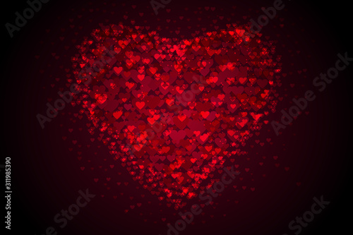 EPS 10 vector. Big red heart made with a lot of hearts. Valentines day concept.