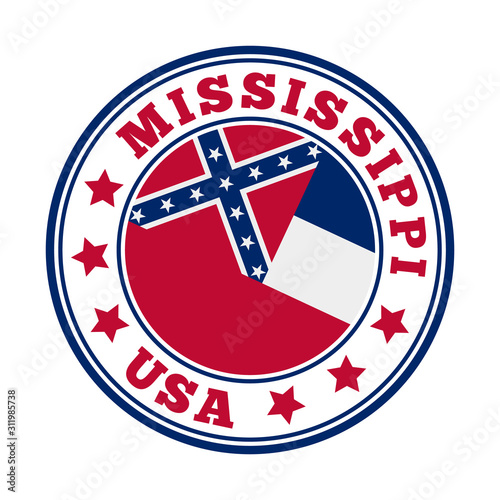 Free Download Mississippi sign. Round US state logo with the flag of Mississippi. Vector illustration. - GFXLoad