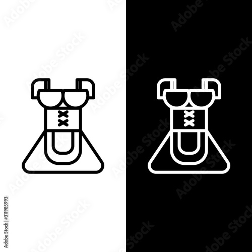 Set line Traditional Oktoberfest folk costume for women called dirndl icon isolated on black and white background. Traditional Bavarian clothing.  Vector Illustration