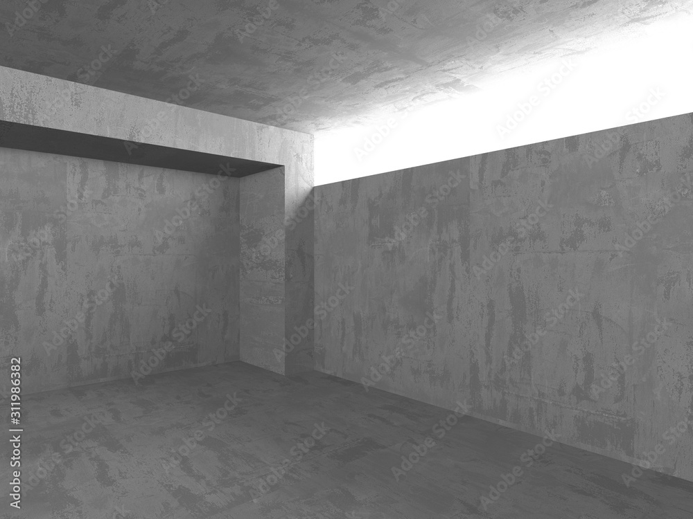 Dark concrete empty room. Modern architecture design Dark concrete empty room. Modern architecture design