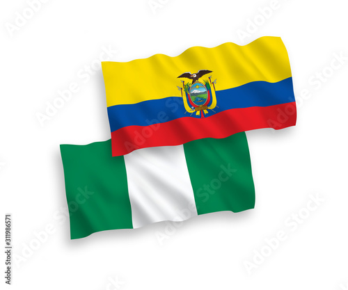 Flags of Nigeria and Ecuador on a white background