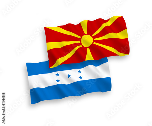 Flags of North Macedonia and Honduras on a white background