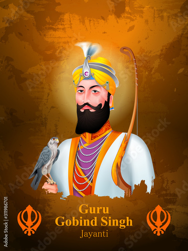 easy to edit vector illustration of Happy Guru Gobind Singh Jayanti religious festival celebration of Sikh in Punjab India