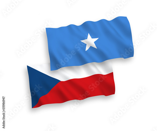 Flags of Czech Republic and Somalia on a white background