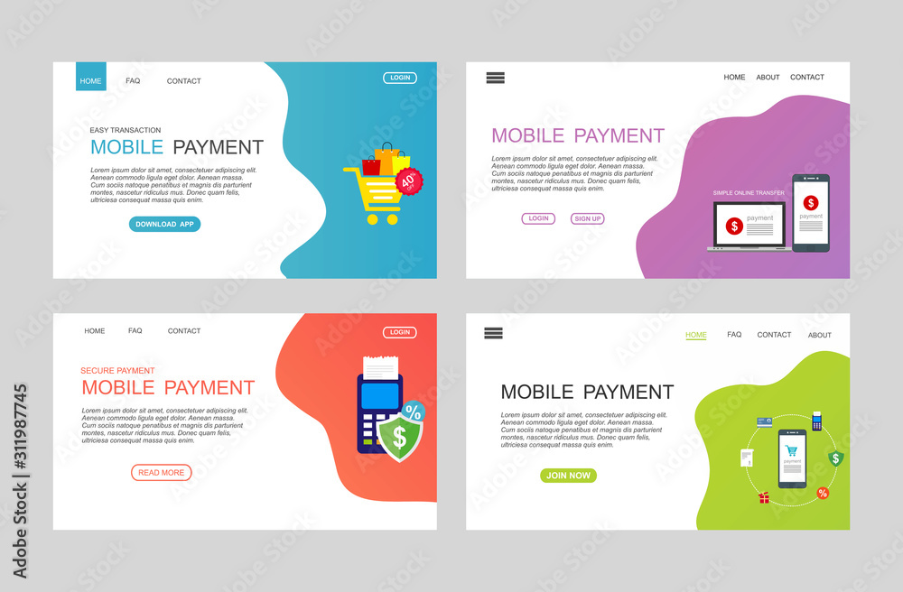 Modern flat design concept mobile payment for website and mobile website. Landing page template. Easy to edit and customize. Vector illustration