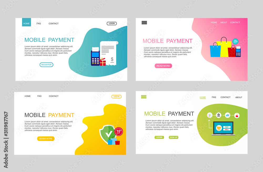 online payment online concept. Internet payments, protection money transfer, online bank vector illustration. Landing page template.