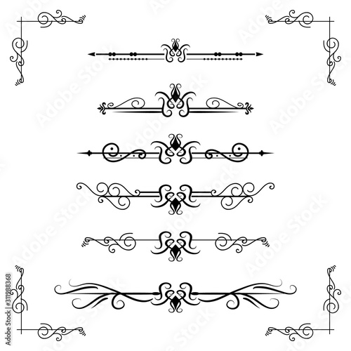 Wallpaper Mural Text separator decoratice divider book typography ornament design elements vintage dividing shapes Border illustration Torontodigital.ca